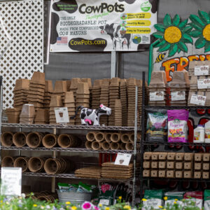 cowpots on display at garden center