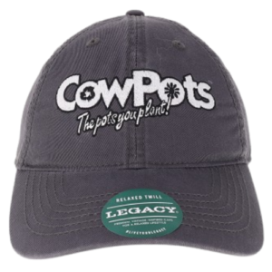 CowPots Baseball Cap-b/w on grey
