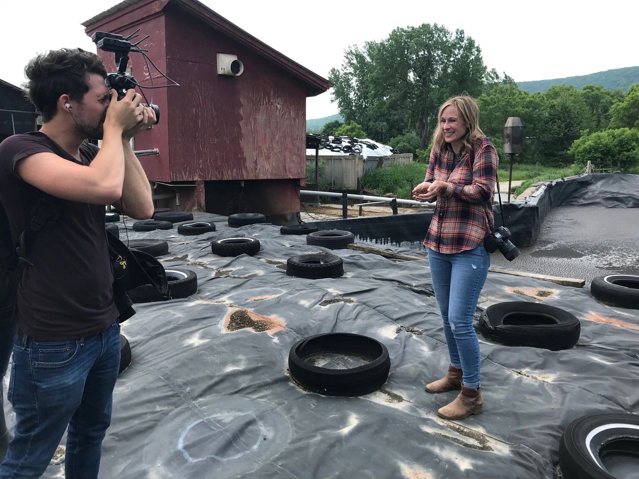 Featuring methane digester and cow manure for episode of FarmHer on RFDTV.
